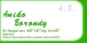 aniko borondy business card